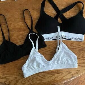 Lot of 3 Bralettes Size S Calvin Klein Gap Aerie Lounge Black White